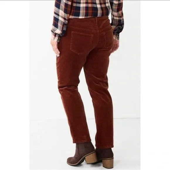 NWT Maternity Size 14 Brown Corduroy Ankle Pants with Belly Panel by Sonoma - Picture 2 of 11